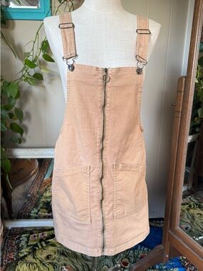 Vanilla Star cream zip-front Overall Dress with pockets, size L